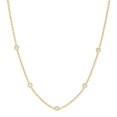 VRIUA Dainty 14K Gold Plated Diamond Necklaces - Everyday Women's Jewelry - Image 1