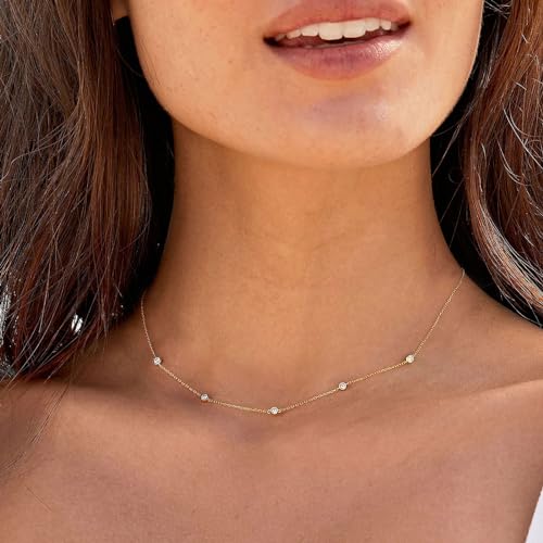 VRIUA Dainty 14K Gold Plated Diamond Necklaces - Everyday Women's Jewelry - Image 3
