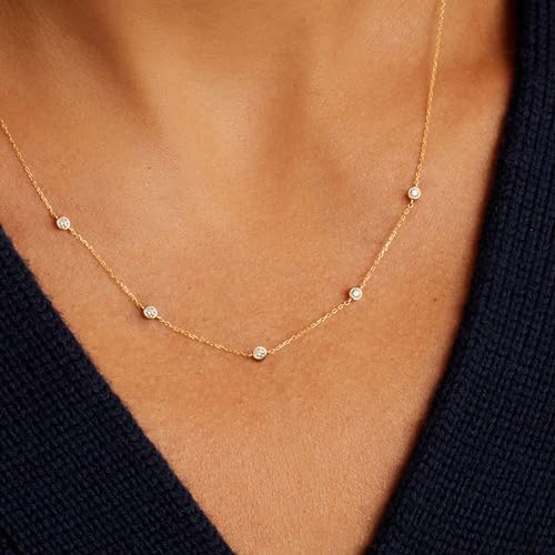 VRIUA Dainty 14K Gold Plated Diamond Necklaces - Everyday Women's Jewelry - Image 2