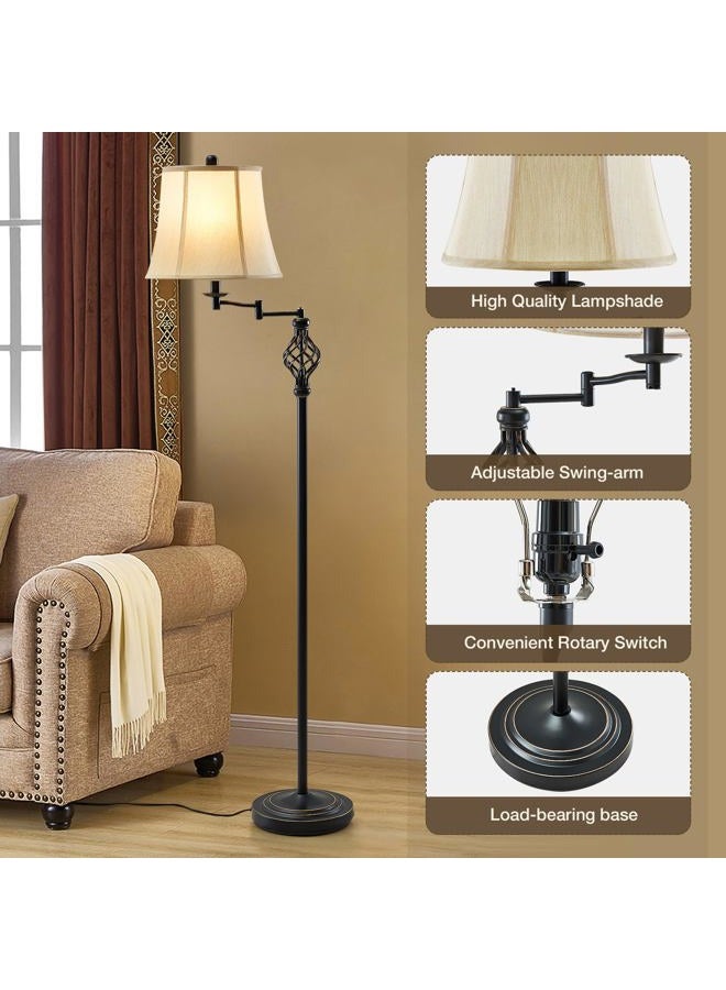 GyroVu 3 Color Temperature LED Floor lamp, Traditional 350° Adjustable Swing Arm Floor Lamp Vintage Pole lamp Farmhouse Lamp for Living Rooms & Offices, Rustic Standing Lamp for Bedroom Reading - Image 3