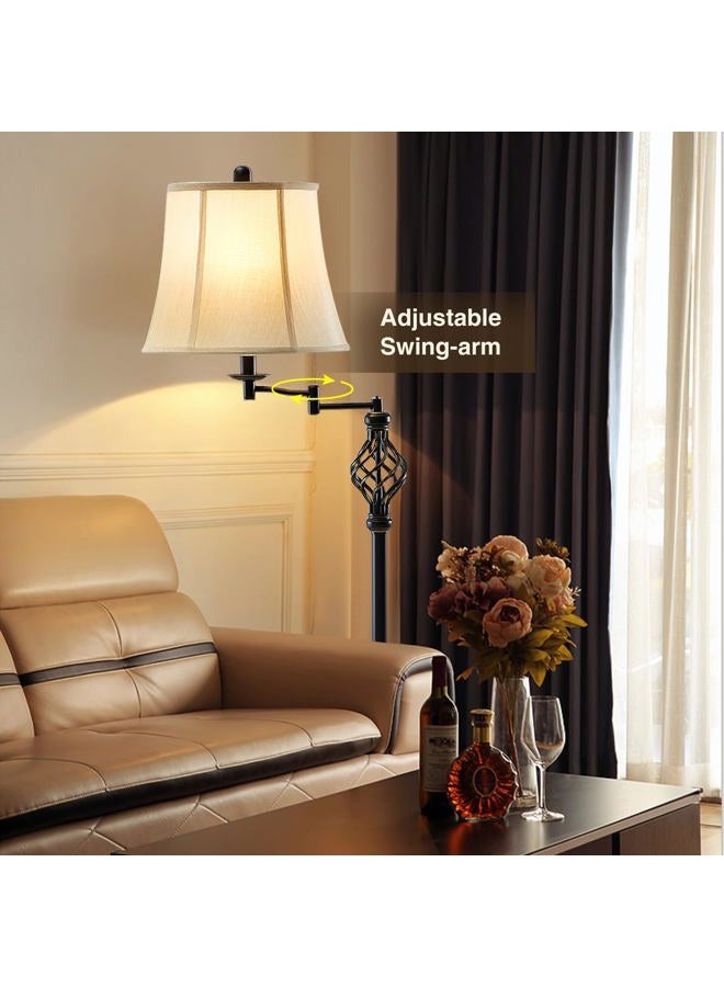 GyroVu 3 Color Temperature LED Floor lamp, Traditional 350° Adjustable Swing Arm Floor Lamp Vintage Pole lamp Farmhouse Lamp for Living Rooms & Offices, Rustic Standing Lamp for Bedroom Reading - Image 5
