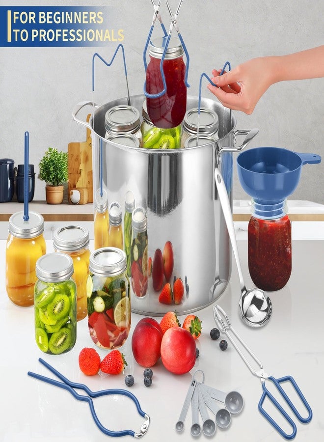 Gemfino Canning Supplies Starter Kit,Canning Kit for Beginners of 9 with Jar Lifter，Wide Mouth Funnel,Wrench,Tongs,Lid Lifter,Bubble Popper,Canning Labels,ladle,Measuring Spoon-Blue - Image 5