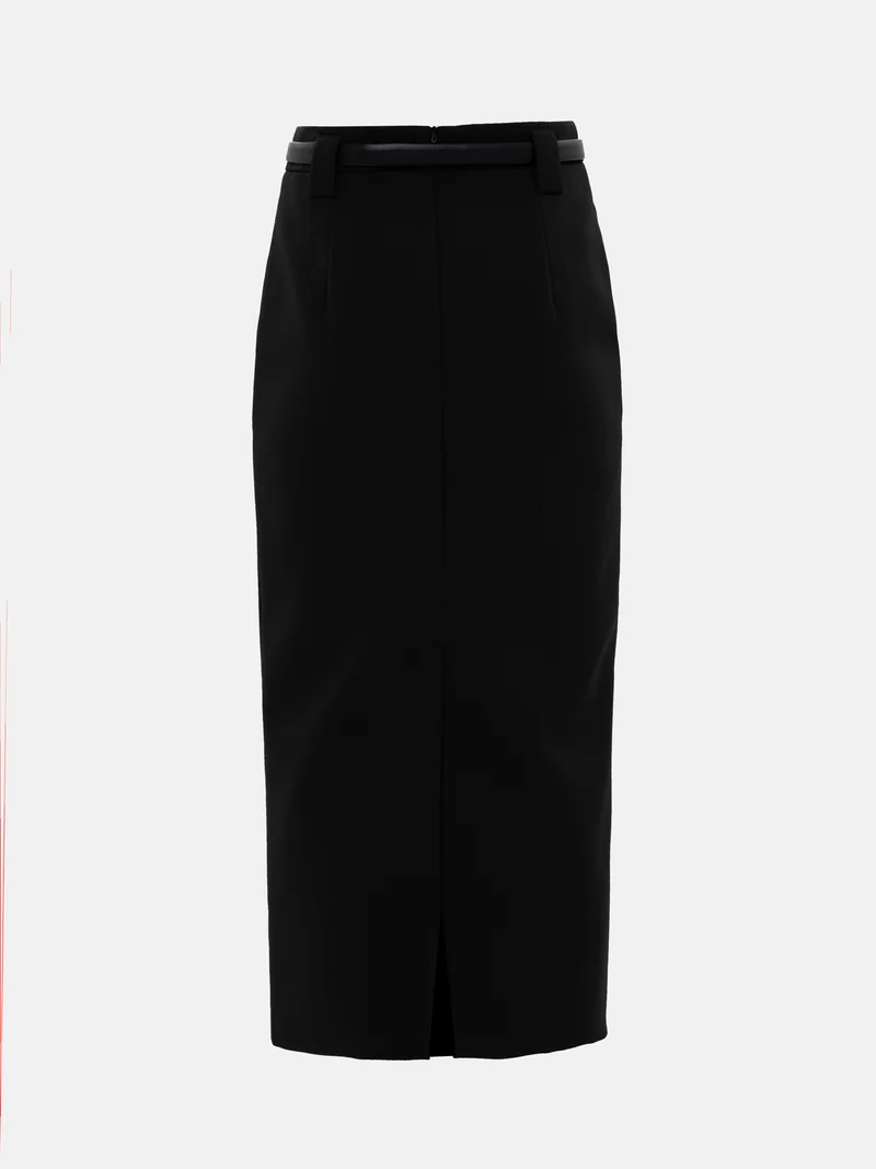 Lichi  Straight midi skirt with eco-leather belt for Women | Best Price UAE