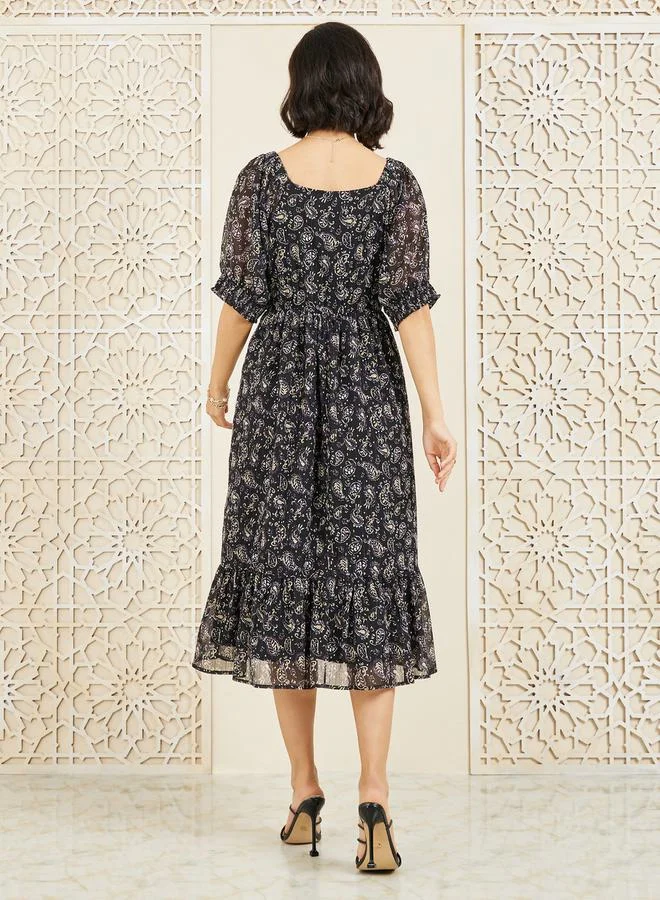 ستايلي Paisley Print Midi Dress