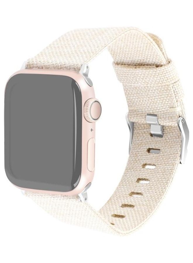 NIBEMINENT D Style Canvas Wrist Strap For Apple Watch Series 6/SE/5/4 40mm 3/2/1 38mm Apricot - Image 1
