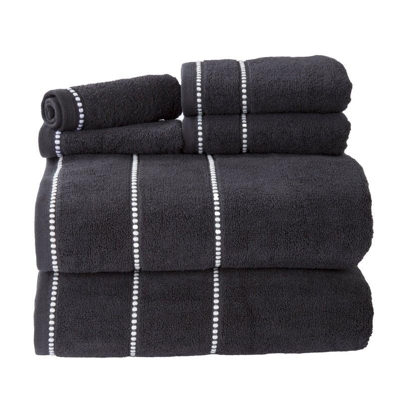 Lavish Home 6 Piece Bathroom Towels Set - 525GSM 100% Cotton Bathroom Essentials - 2 Bath Sheets, 2 Hand Towels, and 2 Wash Cloths for Bath, Shower, Gym, Spa, and Dorm Room (Black) - Image 1