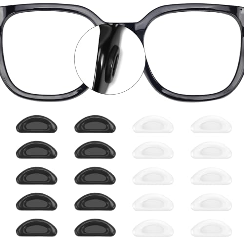 YR 20 Pairs Eyeglass Nose Pads Stick On Silicone Anti-Slip for Glasses Sunglasses Thin Nose Pads Eyeglasses, Adhesive Nose Pad for Eyeglass, Anti Slip Eyeglass Nose Pads (10Clear+10Black) - Image 1