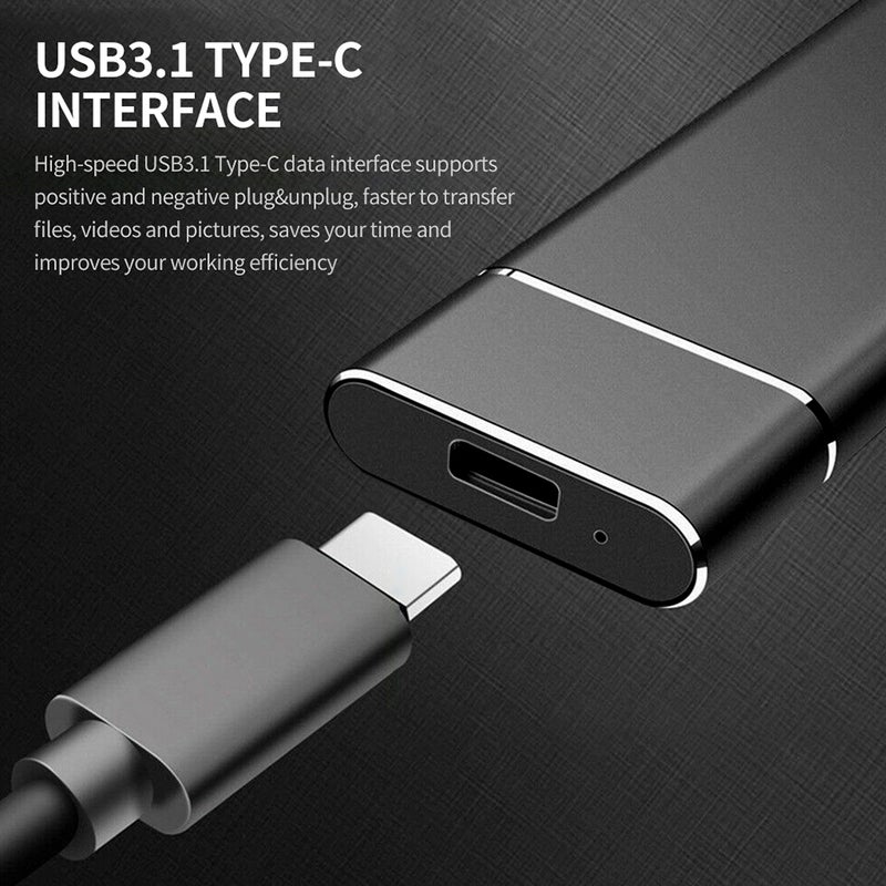 1TB Type-C Mobile Solid State Drive Portable USB3.1 Interface SSD Shockproof Aluminum Alloy Solid State Drive Black - Image 3
