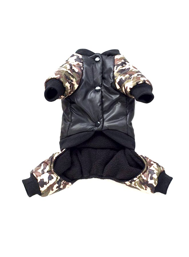 أوتاد معطف جمبسوت قطني بأربع فتحات أرجل للحيوانات الأليفة مطبوع عليه كلمة FBI منقوش بنقشة مموهة/أسود 28x6x20سم - Image 1