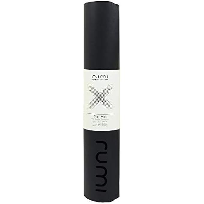 rumi - Natural Yoga Mat - Star Yoga Mat - 24 Inches X 71 Inches X 4 Mm (Black) - Non Slip, Thick, Durable, Natural Rubber (Good For Gym, Home Exercise, Workout, Fitness) - Image 1