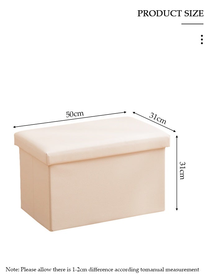 DUNISO صناديق تخزين جلدية قابلة للطي على شكل عثماني، صناديق تخزين مقاعد البدلاء، مسند للقدمين، مقعد عثماني صغير أنيق مع مقعد مبطن بالرغوة للتخزين والجلوس - Image 2