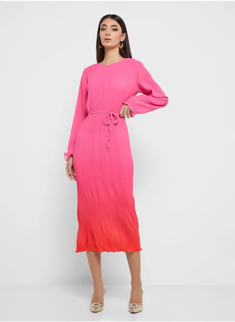 نيفر فولي دريسد Plisse Flared Sleeve Dress