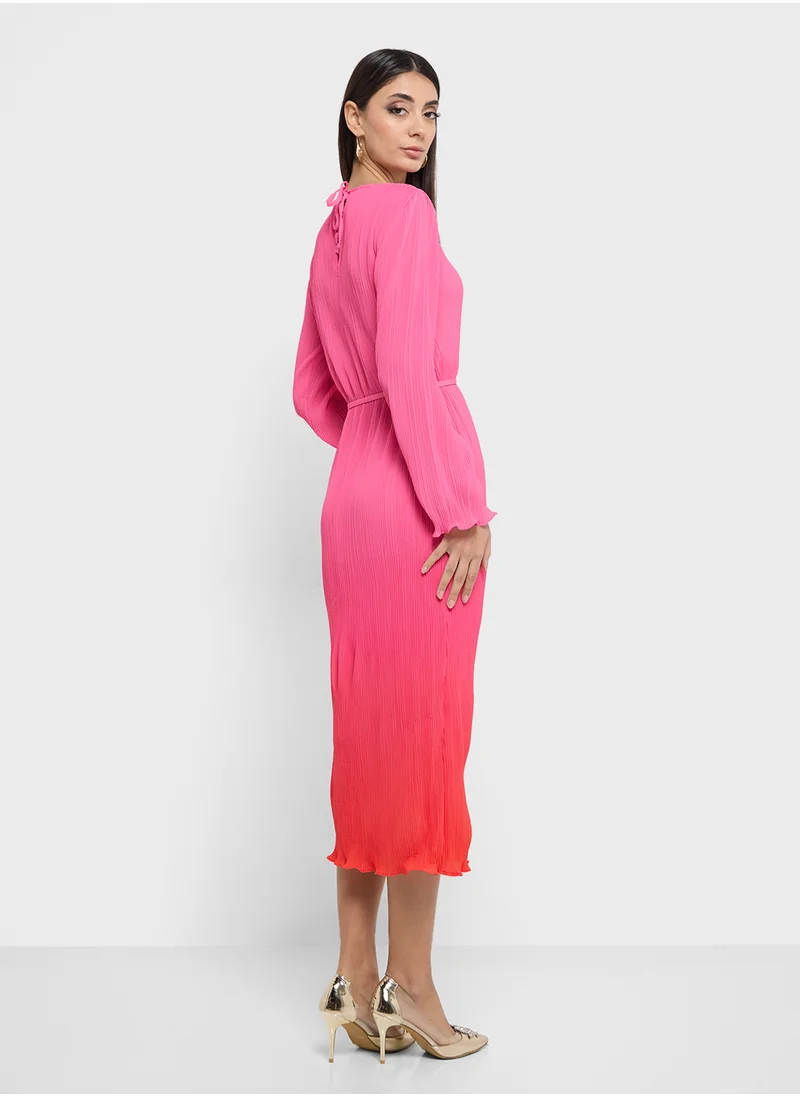 Never fully Dressed Plisse Flared Sleeve Dress