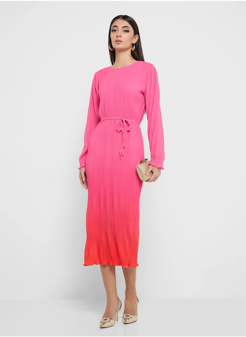 نيفر فولي دريسد Plisse Flared Sleeve Dress