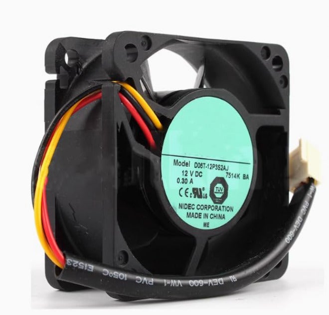 مروحة تبريد لمحول التيار المتردد D06T-12P3S2AJ، جهد كهربائي DC 12V، تيار 0.30A، أبعاد 60x60x25mm، ثلاث أسلاك - Image 2
