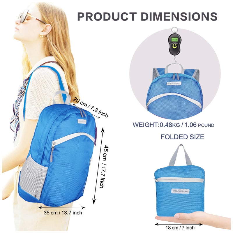 BEMYGREENBAG 35L Foldable Waterproof Backpack For Outdoor Sports With Inside Wet Clothes Compartment Packable For Multiple Uses Ultra Lightweight Ideal For Hiking Men And Women Travel(Blue) - Image 2