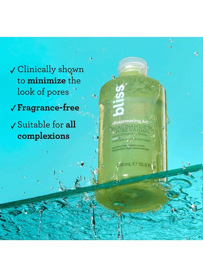Bliss Disappearing Act Niacinamide Toner - 10 Fl Oz - Pore Vanish Complex - Purifies and Minimizes Pores - Alcohol-Free Face Toner - Clean - Vegan & Cruelty Free - Image 2