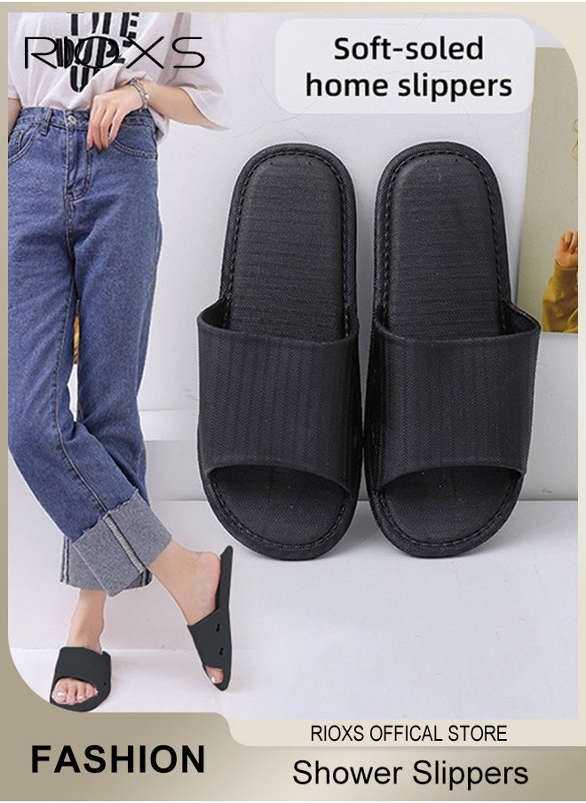 RIOXS - Shower Slippers For Women And Men,Unisex Anti-slip Flat Slippers,Quick Drying Lightweight Open Toe Shoes,Breathable Slide Slippers For Bathroom Beach Pool Travel,Indoor Outdoor Slipper - Image 1