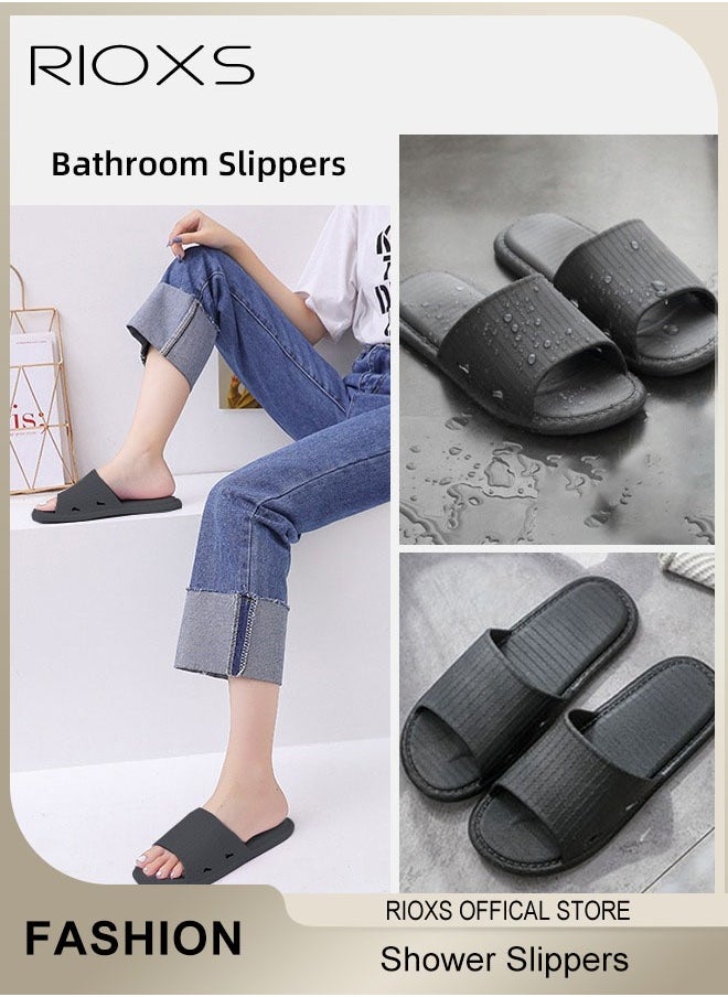RIOXS - Shower Slippers For Women And Men,Unisex Anti-slip Flat Slippers,Quick Drying Lightweight Open Toe Shoes,Breathable Slide Slippers For Bathroom Beach Pool Travel,Indoor Outdoor Slipper - Image 1
