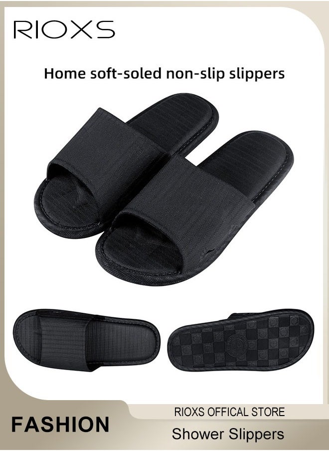 RIOXS - Shower Slippers For Women And Men,Unisex Anti-slip Flat Slippers,Quick Drying Lightweight Open Toe Shoes,Breathable Slide Slippers For Bathroom Beach Pool Travel,Indoor Outdoor Slipper - Image 1