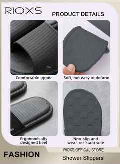 RIOXS Shower Slippers For Women And Men,Unisex Anti-slip Flat Slippers,Quick Drying Lightweight Open Toe Shoes,Breathable Slide Slippers For Bathroom Beach Pool Travel,Indoor Outdoor Slipper  - Image 5