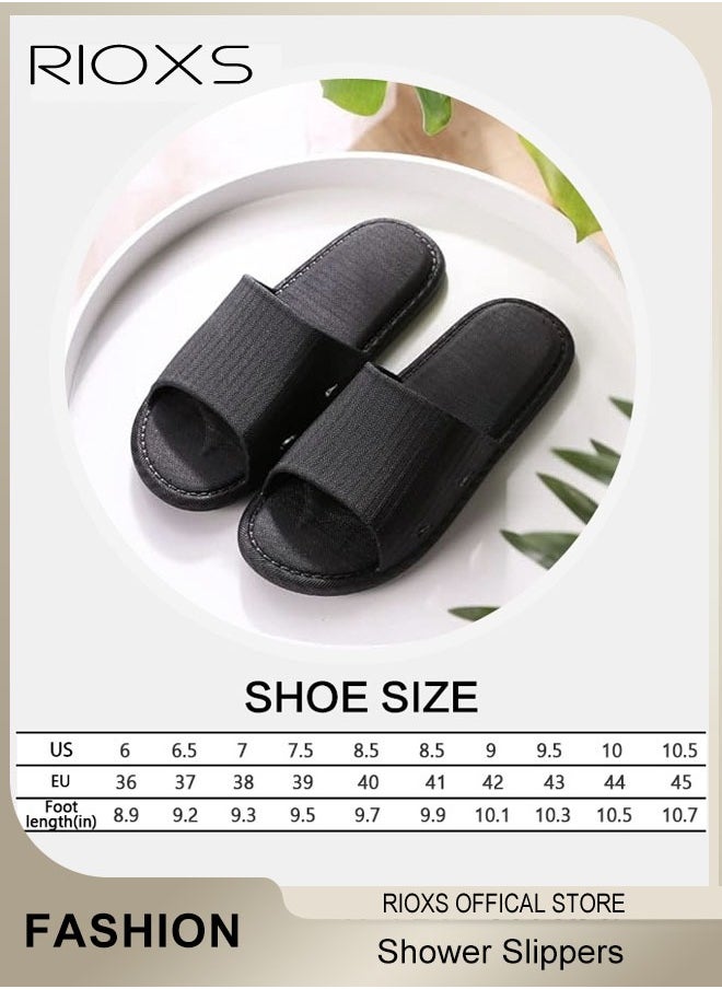 RIOXS - Shower Slippers For Women And Men,Unisex Anti-slip Flat Slippers,Quick Drying Lightweight Open Toe Shoes,Breathable Slide Slippers For Bathroom Beach Pool Travel,Indoor Outdoor Slipper - Image 1