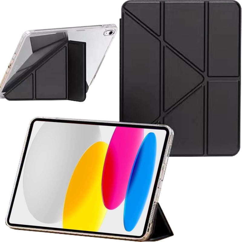 Vurtboly Case Compatible with iPad (A16) 11th Generation 11“2025/ 10th Generation 10.9" 2022 with Pencil Holder, 6-in-1 Y-Shaped Trifold Stand, Slim Acrylic Hard Shell Back Protective Cover (Black) - Image 1