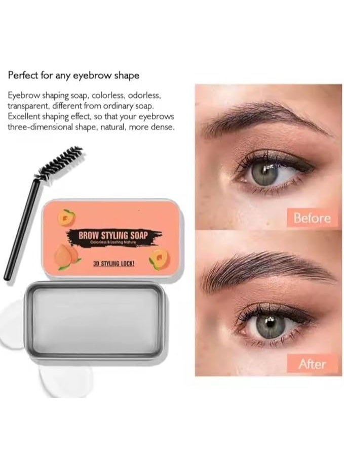 مجموعة صابون تصفيف الحواجب الاحترافية Soap Brow Kit لتكثيف ورفع الحواجب – جل تثبيت حواجب شفاف بتأثير 4D و3D مقاوم للماء والعرق – بالمادة العضوية الطبيعية لتصفيف الحواجب المتمردة ومنح مظهر Laminated Brows وريشي كثيف يدوم طوال اليوم – مع فرشاة سبولي احترافية قابلة للثني – مناسب لجميع ألوان الحواجب – حجم 20 جرام - Image 2