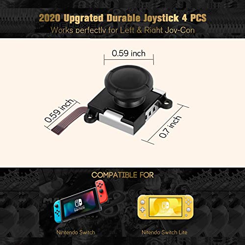 Mypin [New Version] 4 Pack Joycon Joystick Replacement 3D Joystick Analog Left/Right Thumb Sticks Sensor Caps for Nintendo Switch Joy Con Controller, Joycon Repair Kit, NS Repair Tool 33 PCS - Image 2