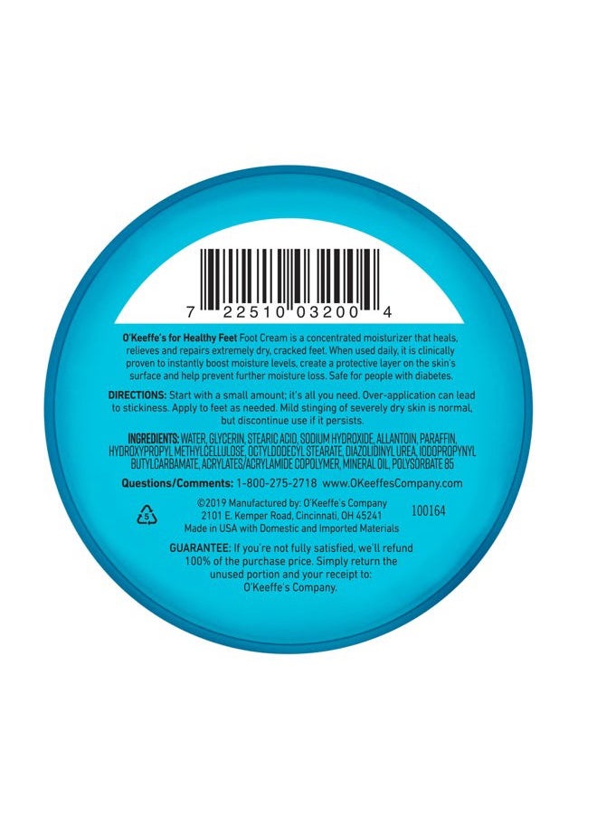 O'Keeffe's - for Healthy Feet Foot Cream - 3.2 oz Jar (12 Pack) - Guaranteed Relief for Extremely Cracked, Dry Feet, Repairing Skincare, Instantly Boosts and Retains Moisture Levels - Image 1