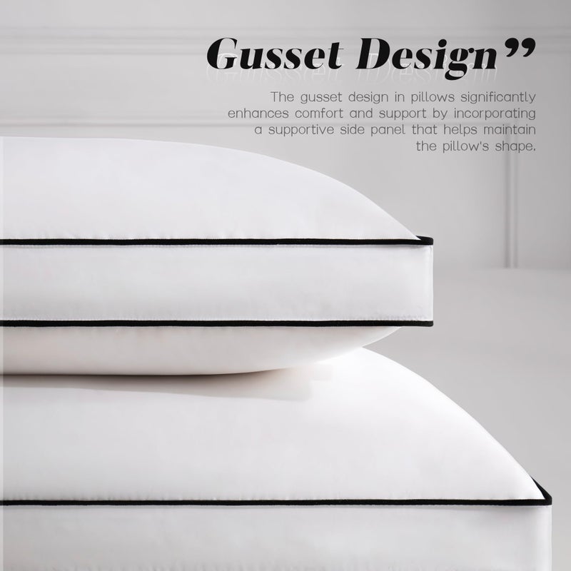 DOWNSTORIA Feather Down Pillows King Size Set of 2 with Gusset, Luxury Hotel Collection Bed Pillow 2 Pack, Down Surrounded Pillows for Sleeping, Soft Fluffy for Side, Back Sleepers 20x36 in. - Image 3