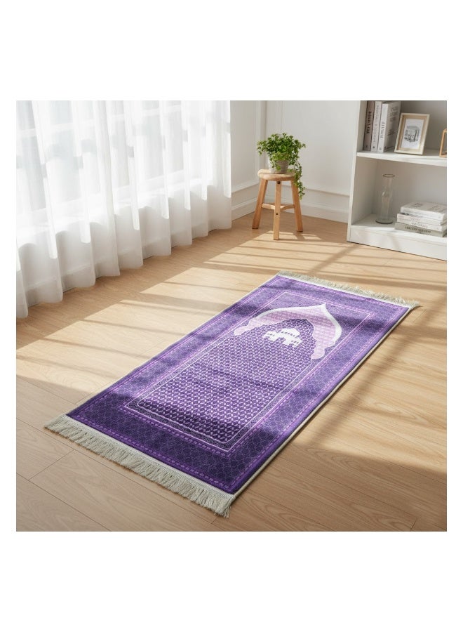 فابينني سجادة صلاة للأطفال والمراهقين 50×100 سم سجادة صلاة صغيرة للكبار للمسجد والسفر خفيفة الوزن وضيقة مع قاعدة مضادة للانزلاق وسطح مخملي ناعم سجادة صلاة إسلامية لافندر - Image 1