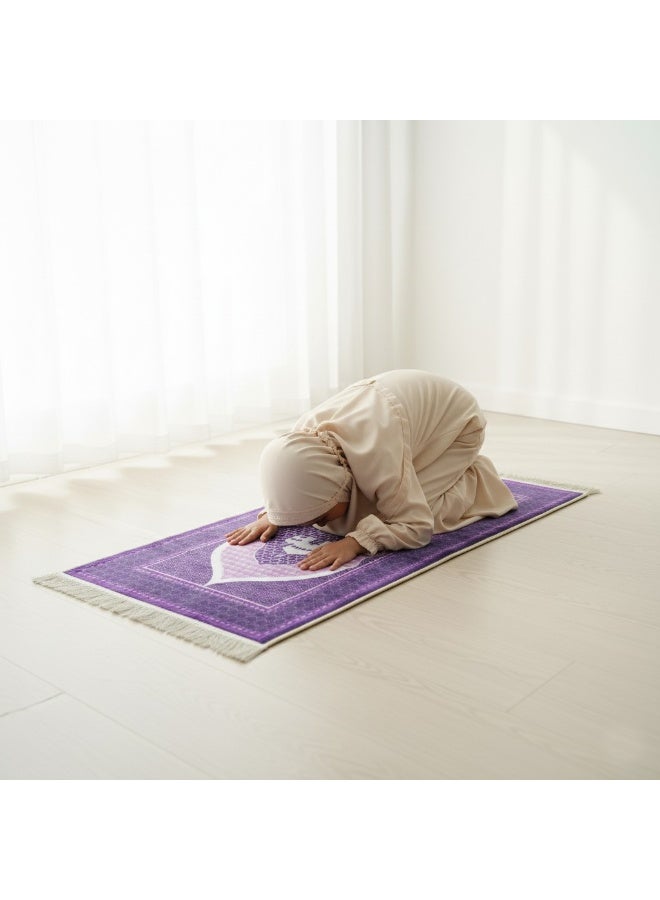 فابينني سجادة صلاة للأطفال والمراهقين 50×100 سم سجادة صلاة صغيرة للكبار للمسجد والسفر خفيفة الوزن وضيقة مع قاعدة مضادة للانزلاق وسطح مخملي ناعم سجادة صلاة إسلامية لافندر - Image 5