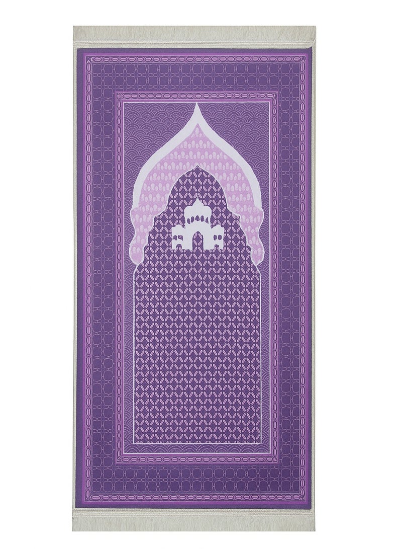 فابينني سجادة صلاة للأطفال والمراهقين 50×100 سم سجادة صلاة صغيرة للكبار للمسجد والسفر خفيفة الوزن وضيقة مع قاعدة مضادة للانزلاق وسطح مخملي ناعم سجادة صلاة إسلامية لافندر - Image 3