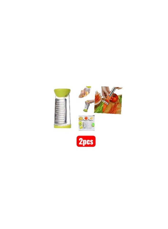 This multi-functional 2-piece hand grater set is ideal for grating carrots, cucumbers, potatoes, cheese, and other vegetables and fruits. Ergonomically designed for easy use and control, with a comfortable, secure grip. It features sharp stainless steel blades that ensure precise and quick results. It can also be used to slice vegetables into thin strips for garnishing dishes or preparing salads.  - Image 1
