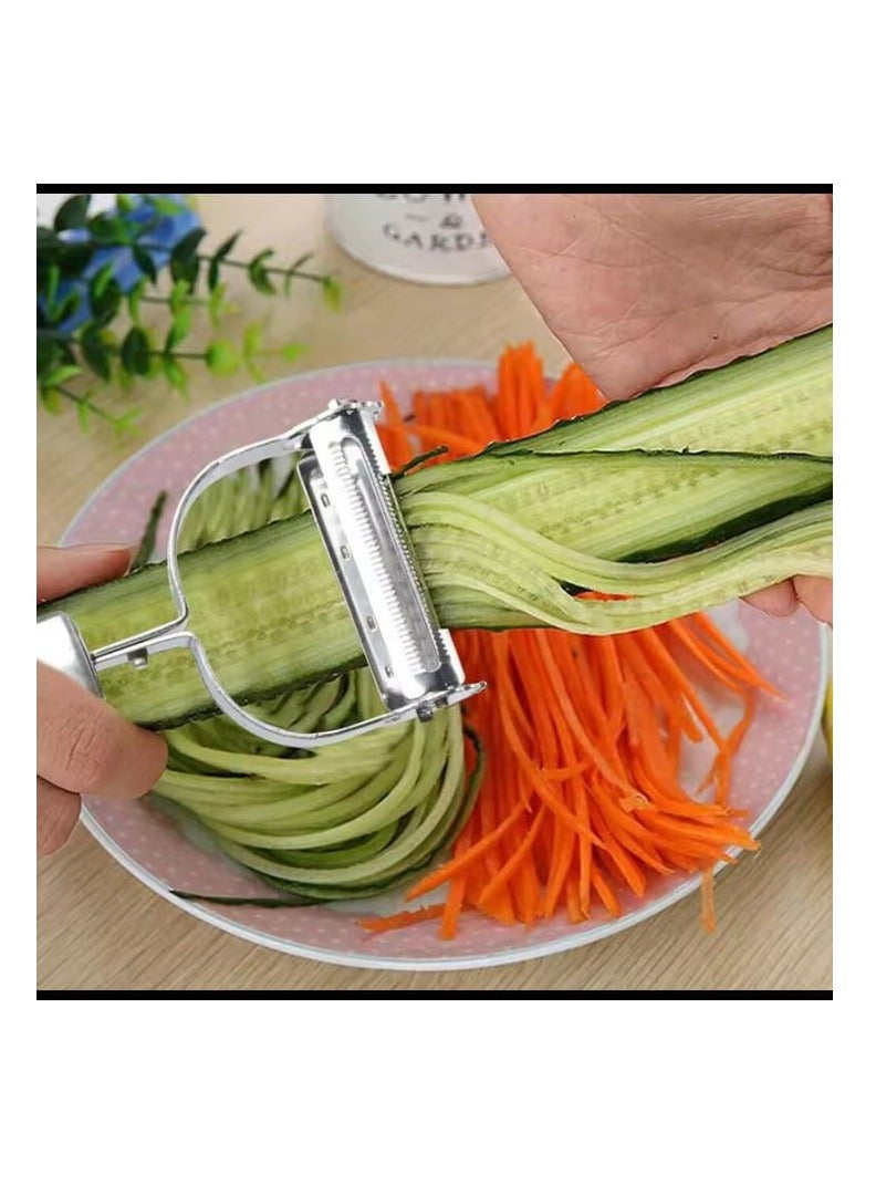 This multi-functional 2-piece hand grater set is ideal for grating carrots, cucumbers, potatoes, cheese, and other vegetables and fruits. Ergonomically designed for easy use and control, with a comfortable, secure grip. It features sharp stainless steel blades that ensure precise and quick results. It can also be used to slice vegetables into thin strips for garnishing dishes or preparing salads.  - Image 3