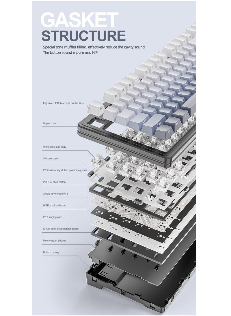 Attack Shark M87PROV2  Wireless Mechanical Gaming Keyboard,Hot Swappable Gasket RGB Custom Keyboard  - Image 3