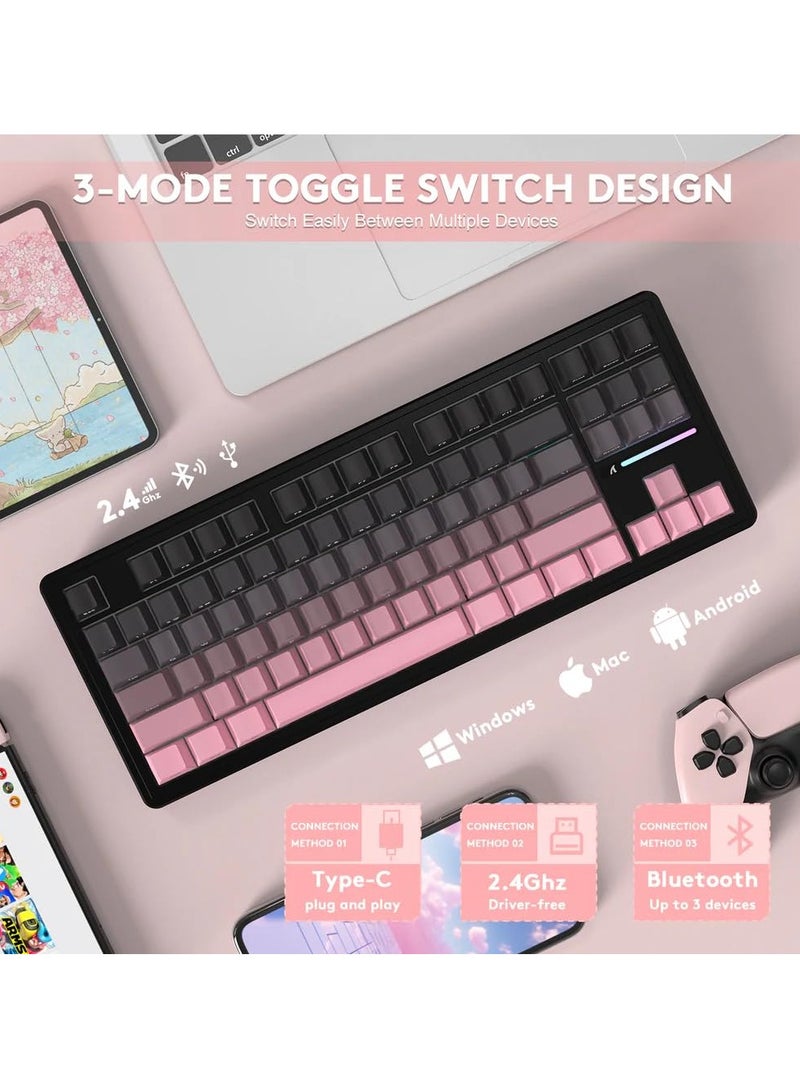 Attack Shark M87 PROV2 Wireless Mechanical Gaming Keyboard, Hot Swappable Gasket RGB Custom Keyboard, BT5.0/2.4Ghz/Type-C, Linear Switch&Side Printed PBT Keycaps - Image 3