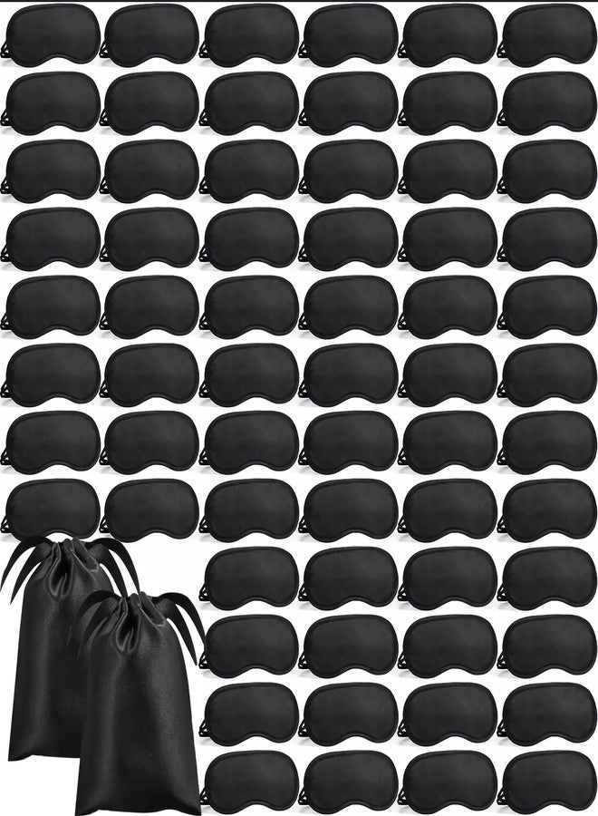 Dyrfolm 100 Pcs Eye Mask Sleeping,Blindfold Eye Cover,Sleep Mask Bulk with Elastic Strap and Drawstring Bags,Soft Sleep Eye Mask Shade Cover Blindfolds for Party Games Travel Sleep Women Men,Black - Image 1