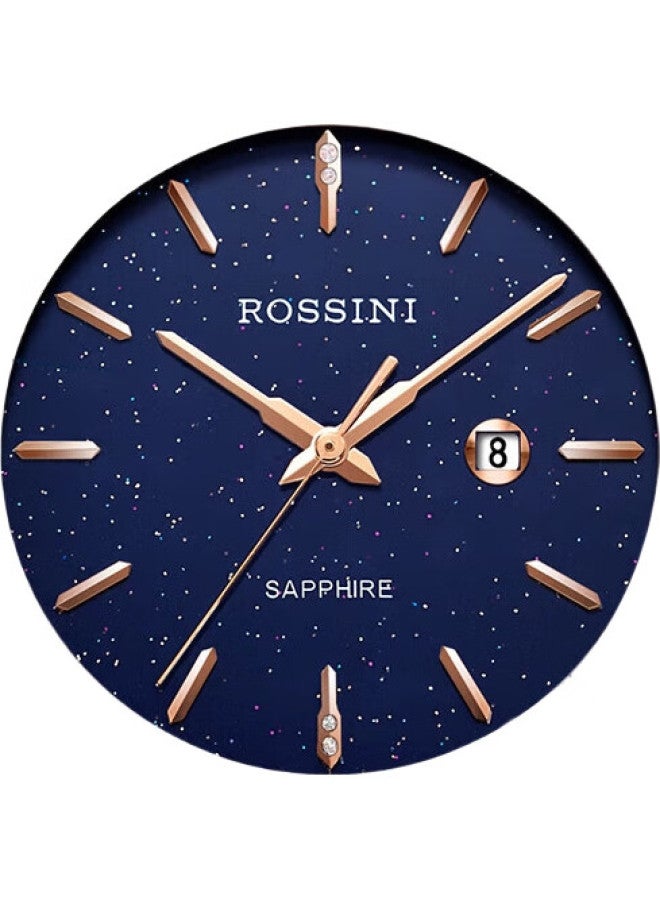 ROSSINI Women'S Watch, Birthday Gift, Light Luxury Fashion Quartz Watch With Leather Strap, Starry Sky Blue Dial 5210040 - Image 3