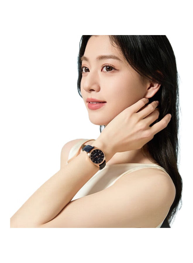 ROSSINI Women'S Watch, Birthday Gift, Light Luxury Fashion Quartz Watch With Leather Strap, Starry Sky Blue Dial 5210040 - Image 1