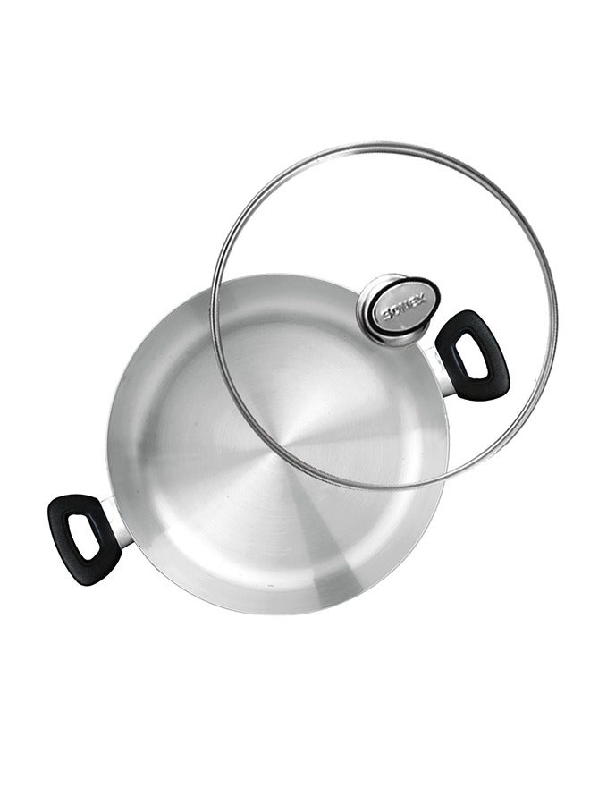 Sonex Premium Aluminium Casserole with Glass Lid and Ergonomic Bakelite Cool Handle – 22 cm (4 Ltr), Sleek Metal Finish, Durable Construction, See-Through Lid for Easy Monitoring, Dishwasher Safe - Image 3