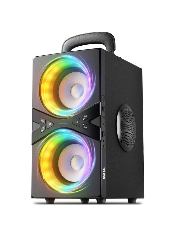 YIER Bluetooth Speakers, 100dB Loud Subwoofer 80w(Peak) Stereo Sound,Wireless TWS Portable Speaker with Lights, Bassup Technology, Long Playtime for Outdoor Party - Image 1