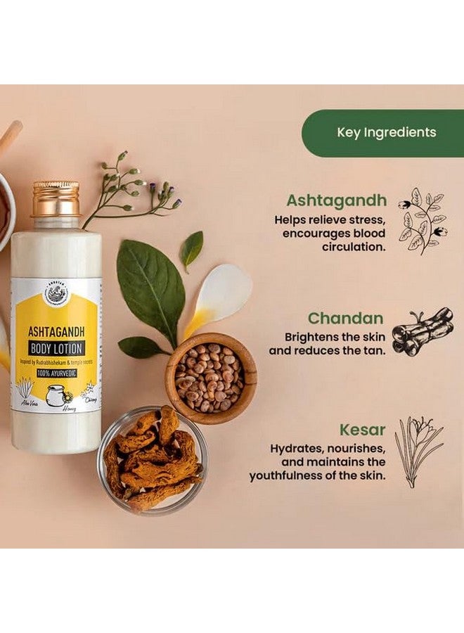 AMRUTAM Ashtagandh Body Lotion - Ayurvedic lotion inspired by Rudrabhishekam temple secres | Herbal Treatment for Body and Face | Radiant Glow Skin | Reduces Tan and Wrinkles,100ml - Image 4