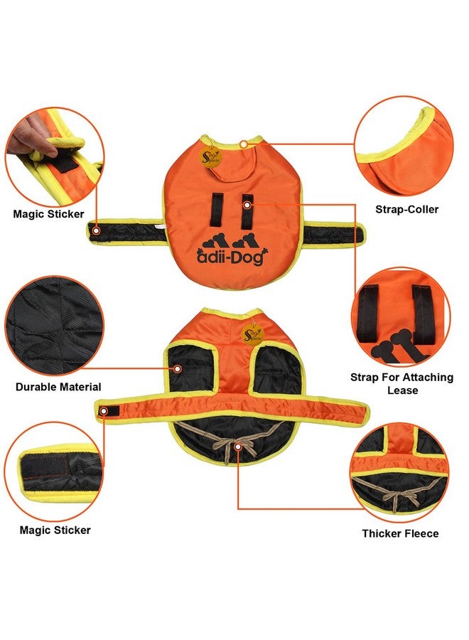 سايج سكوير معطف دافئ للكلاب بطباعة مميزة - حافظ على الدفء والموضة أثناء المواسم الباردة، معطف سترة للكلاب مزدوج الطبقات (صغير - متوسط - 14 بوصة) (برتقالي) - Image 3