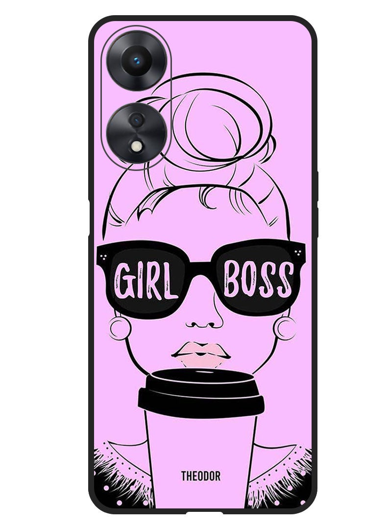 Theodor Protective Case Anti Scratch Shock Proof Bumper Cover For Oppo A1 5G Girl Boss Pink Background - Image 1