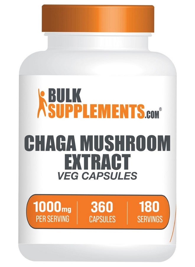 BulkSupplements.com Chaga Mushroom Extract Capsules - Chaga Extract, Chaga Mushrooms - Vegan & Gluten Free, 2 Capsules per Serving (1000mg), 360 Count (Pack of 1) - Image 1