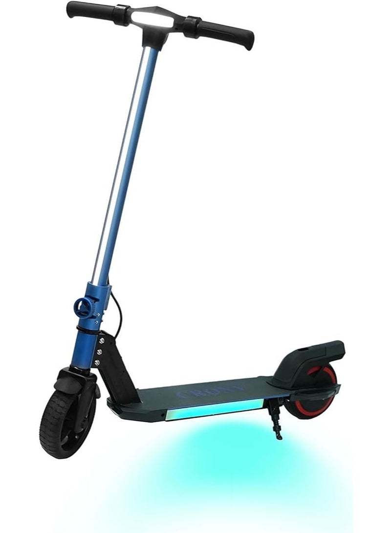 Crony ZL-E7 Kids Electric Scooter with LED Display, Dual Thumb Brake/Throttle, Bluetooth Speaker and Step Lights, Speed ​​10-14 km/h, Maximum Load 60 kg, Lightweight Foldable Frame with Deflated Tires, Gray Color - Image 1
