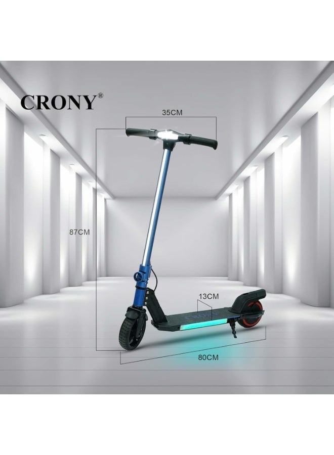 Crony ZL-E7 Kids Electric Scooter with LED Display, Dual Thumb Brake/Throttle, Bluetooth Speaker and Step Lights, Speed ​​10-14 km/h, Maximum Load 60 kg, Lightweight Foldable Frame with Deflated Tires, Gray Color - Image 2