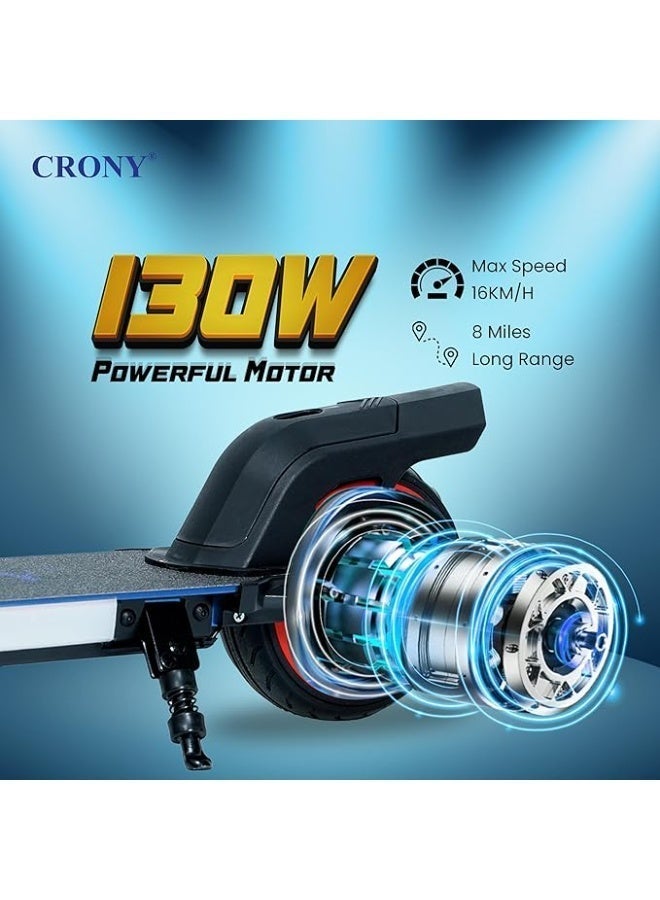 Crony ZL-E7 Kids Electric Scooter with LED Display, Dual Thumb Brake/Throttle, Bluetooth Speaker and Step Lights, Speed ​​10-14 km/h, Maximum Load 60 kg, Lightweight Foldable Frame with Deflated Tires, Gray Color - Image 4